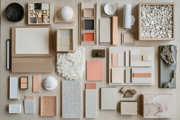 A flat lay of various textures and materials for design inspiration.