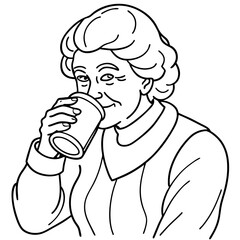  elderly woman drinking
