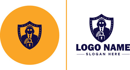 Identity Theft Protection icon Identity theft prevention Identity protection service Identity monitoring service flat logo sign symbol editable vector