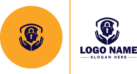 Identity Theft Protection icon Identity theft prevention Identity protection service Identity monitoring service flat logo sign symbol editable vector