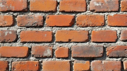 Obraz premium Textured Red Brick Wall with Mortar Background for Creative Designs
