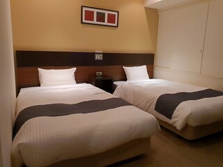 Japanese Hotel Room. Interior of a hotel room with two beds in Japan