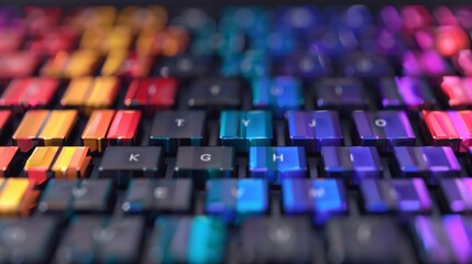 Obraz premium Close-up of a colorful mechanical keyboard.