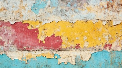 Fototapeta premium Vibrant Abstract Texture of Peeling Paint on Weathered Wall