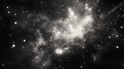 Fototapeta premium Monochromatic fireworks exploding in night sky.