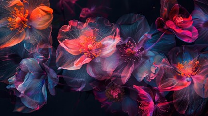 Abstract flowers on a black background