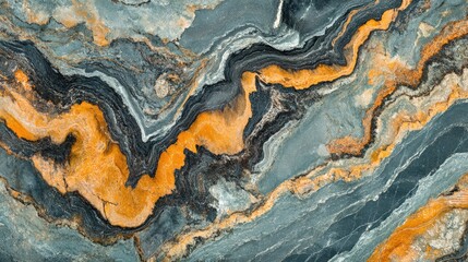 Abstract Aesthetic of Blue and Orange Marble Stone Texture