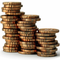 Dollar Coin Stacks  Isolated on white  3D Render  Dollar Coin Stacks  Isolated on white  3D Render