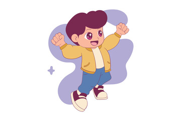 New Year Celebrating Pose Character Vector Illustration