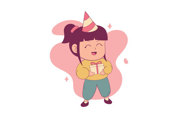 New Year Celebrating Pose Character Vector Illustration