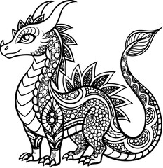 Naklejka premium Animal Mandala Design. Floral Animal Mandala Design. Mandala Design With Animal. Animal Coloring Page Design With Mandala Style.