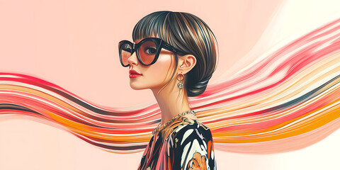 Stylish Girl with Abstract Background 