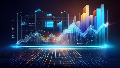 Business digital marketing concept technology icons and financial analysis
