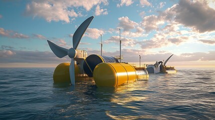 Conceptual image showcasing the potential of wave and tidal energy as reliable renewable energy sources
