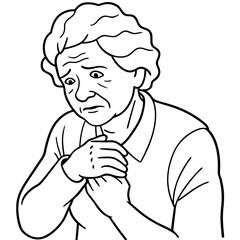 elderly woman scratching her skin