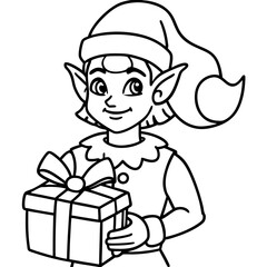 elf with a gift-