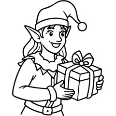 elf with a gift-