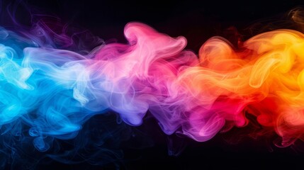 Obraz premium Colorful smoke waves in vibrant hues on a dark background.