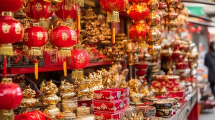 Fototapeta premium A vibrant and festive stock photo featuring elements of Chinese New Year celebrations. 