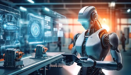 technology concept industry robot for automated manufacturing