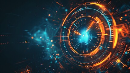 Obraz premium Time in Light: A Futuristic Digital Clock Silhouette Emitting a Soft Glow