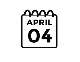 4 April calendar vector. Flat vector daily calendar icon. calendar icon vector.4 april Calendar Day or Calendar Date for Deadlines or Appointment 
