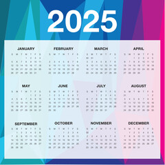 2025 year calendar vector design template