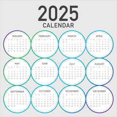 2025 year calendar vector design template