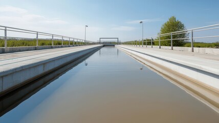 Fototapeta premium Water filtration system at a landfill, ensuring that contaminated runoff is properly treated runoff treatment, water filtration