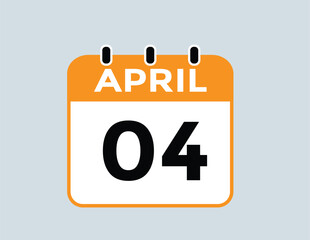 4 April calendar vector. Flat vector daily calendar icon. calendar icon vector.4 april Calendar Day or Calendar Date for Deadlines or Appointment 
