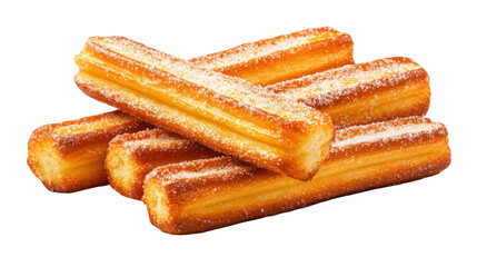 Delicious golden churros coated in sugar, perfect for dessert or snacks. Enjoy crispy texture and sweet flavor that makes them irresistible!