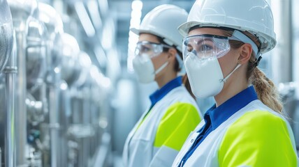 Workers in a wastewater treatment lab testing for harmful contaminants in industrial effluents   contaminant testing, industrial wastewater