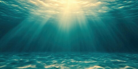 Beneath the waves, sunlight filters through the water, creating a serene underwater scene.