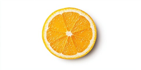 Fototapeta premium Fresh orange slice on a white background, showcasing vibrant color and texture.