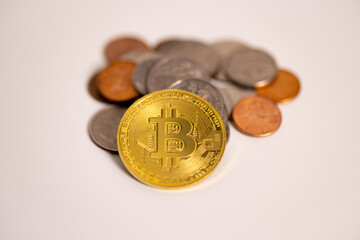 Pile of coins with crypto 