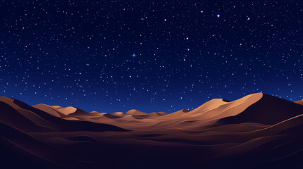 Serene nights in the sahara desert: starry skies over endless dunes. Desert Starry Skies. Illustration