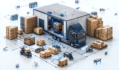 Procurement management and supply chain concept. Procurement icons related to logistics, supply chain, and inventory management. procurement in ensuring efficient business operations. delivery service