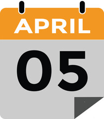 5 April calendar vector. Flat vector daily calendar icon. calendar icon vector.5 April Calendar Day or Calendar Date for Deadlines or Appointment 