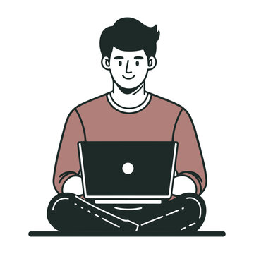 man sitting using laptop clip art preview