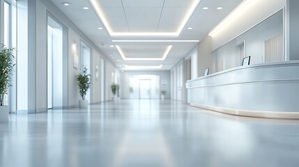 Fototapeta premium Modern reception area office building interior design bright atmosphere perspective professional space