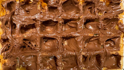 Waffle topped with creamy chocolate spread