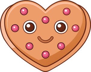 Cute Heart shaped cookies vector cartoon illustration for  Valentine's Day