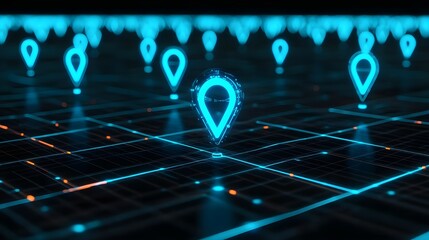 Neon Map Location Markers