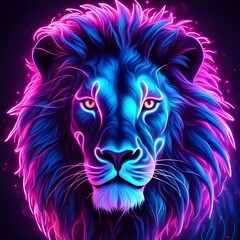 abstract neon light lion artwork design digital art wallpaper
