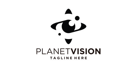 logo design combination planet dan eye,vision,global,symbol,icon,vector,idea,creative.