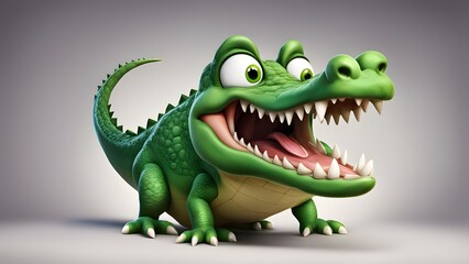 Fototapeta premium A cartoon crocodile with a big mouth
