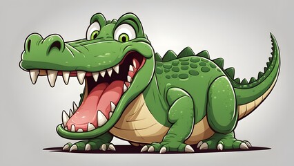Naklejka premium A cartoon crocodile with a big mouth