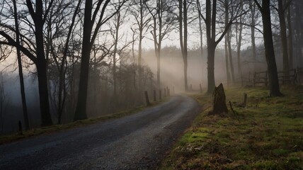 Obraz premium morning mist in the forest
