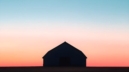 Barn Silhouette at Sunset