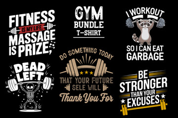 Fototapeta premium Gym Bundle Tshirt design. Fitness t-shirt bundle.le T-shirt